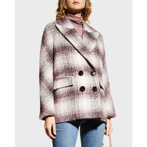 Veronica Beard Deena‎ Plaid Double-Breasted Dickey Coat